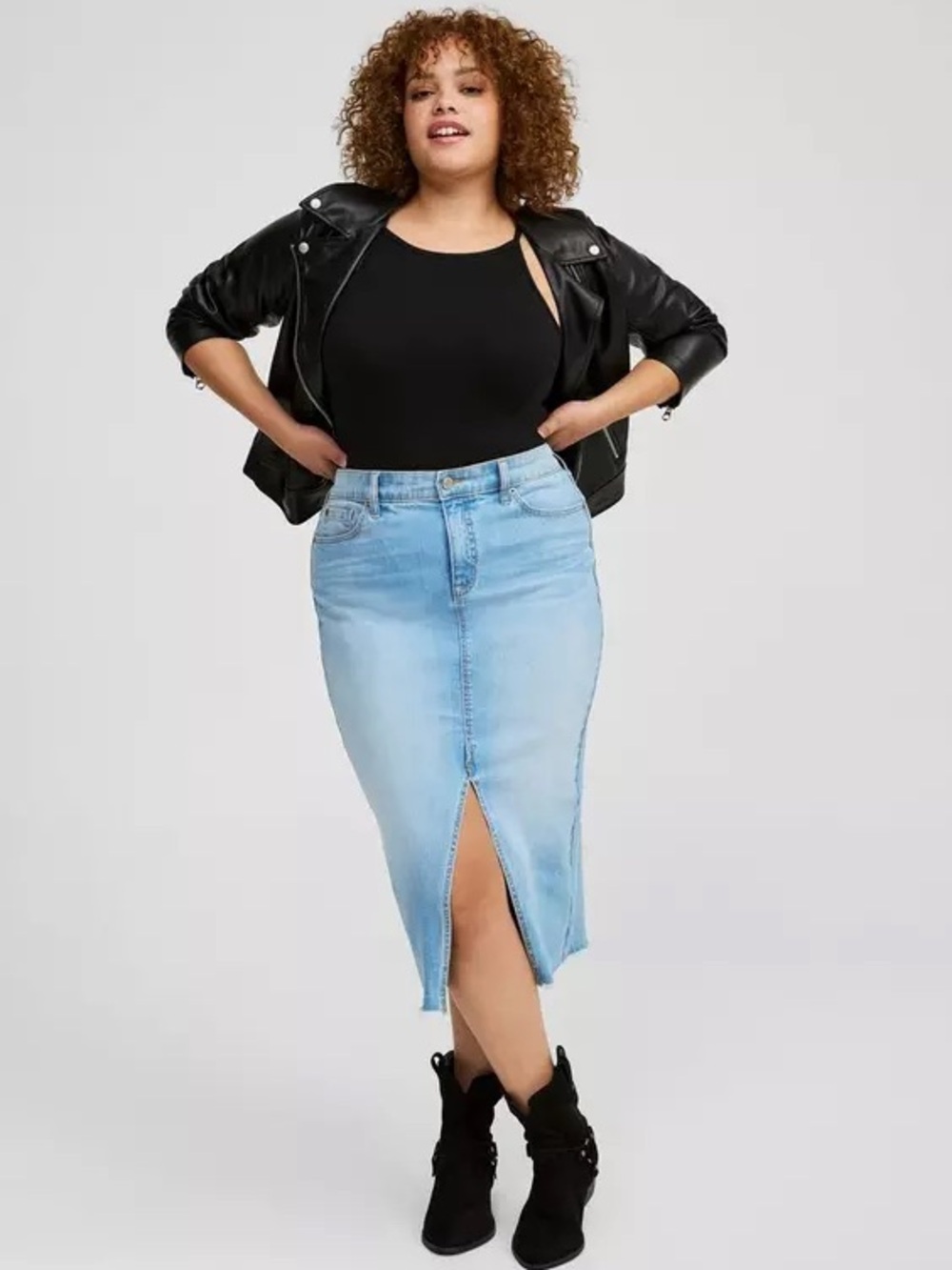 Torrid Midi Denim Front Slit Skirt size 20 NWT